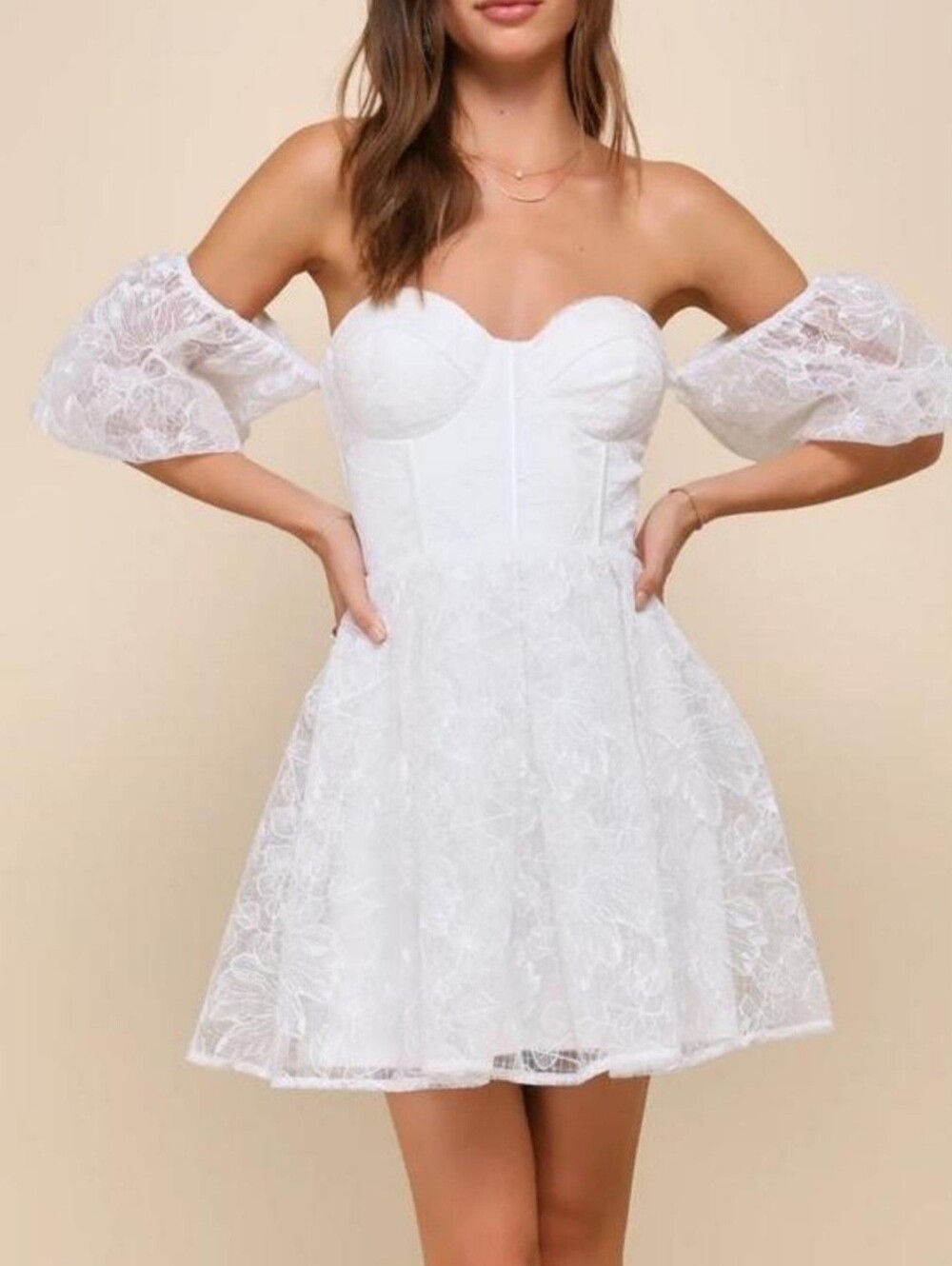 NWT Lulus Precious Approach White Tulle Off-The-Shoulder Mini Dress